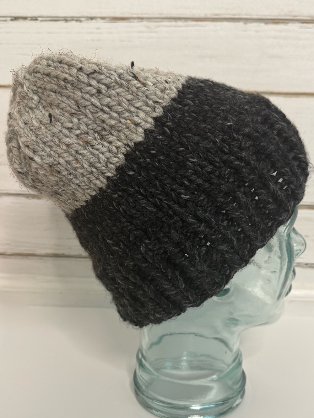 Handmade Gray & Charcoal Tweed Chunky Knit Beanie | Hand Knit Winter Hat